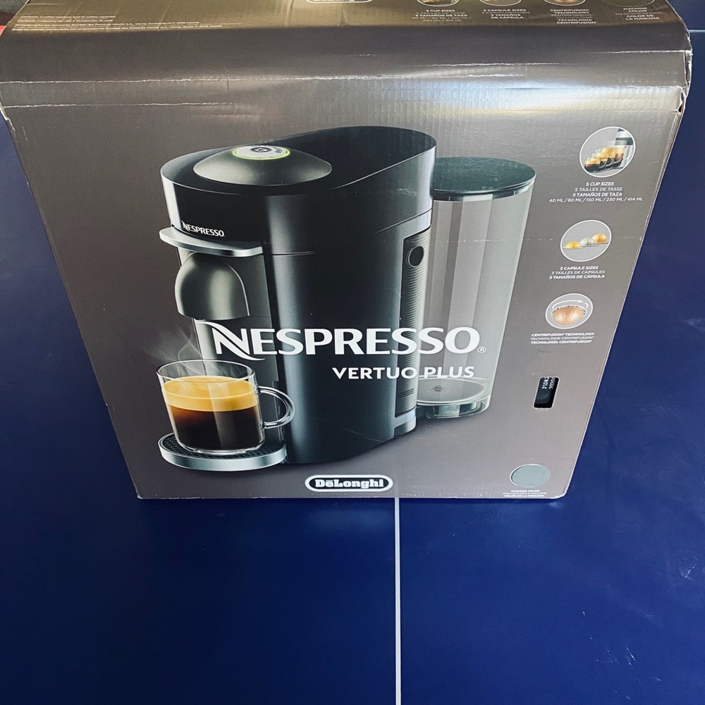 De’Longhi Nespresso Vertuo Plus espresso machine.